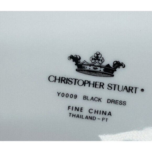 Christopher Stuart BLACK DRESS China Octagonal Gold  Salad Plate & Saucer Set 2 - Picture 8 of 11
